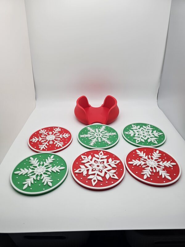 Christmas Décor Cup Coasters a Set With Cork Bottoms