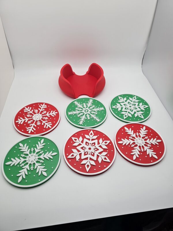 Christmas Décor Cup Coasters a Set With Cork Bottoms - Image 2