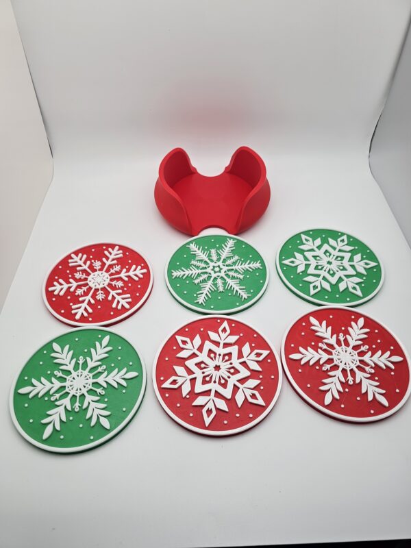 Christmas Décor Cup Coasters a Set With Cork Bottoms - Image 4