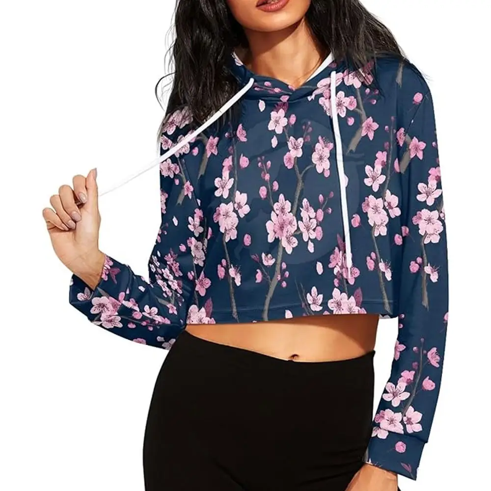 Women Blank Crop Top Hoodies